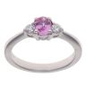 Platinum 0.15ct Diamond and Pink Sapphire Three Stone Ring