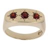 9ct Yellow Gold Garnet Three Stone Signet Ring