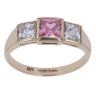 9ct Yellow Gold Cubic Zirconia and Pink Gemstone Ring