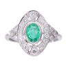 Platinum 0.58ct Emerald and 0.43ct Diamond Cluster Ring