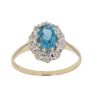 9ct Yellow Gold 0.05ct Diamond and Blue Topaz Cluster Ring