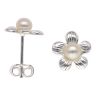 Silver Pearl Flower Stud Earrings By Icesia
