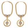 22ct Yellow and White Gold Orbit Dropper Hoop Earrings