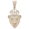 9ct Yellow Gold Cubic Zirconia Lioness With Crown Pendant