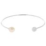 Silver Cubic Zirconia And Faux Pearl Torque Bangle By Icesia