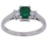 Platinum 0.20ct Brilliant Cut Diamond and Emerald Three Stone Ring