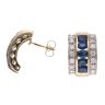 9ct Yellow Gold 0.85ct Brilliant Cut Diamond And Sapphire Three Row Earrings