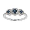 9ct White Gold Diamond And Sapphire Triple Cluster Ring by Anya Belle