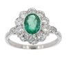 Platinum Diamond And Emerald Oval Cluster Ring