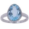 9ct White Gold 0.10ct Diamond and Blue Topaz Solitaire Ring