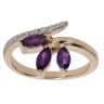 9ct Yellow Gold 0.09ct Diamond And Created Amethyst Fancy Ring