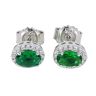 Silver Cubic Zirconia And Green Gemstone Cluster Stud Earrings by Icesia