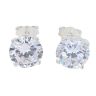 Silver Large Round Cubic Zirconia Stud Earrings by Icesia