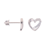Silver Cubic Zirconia Heart Stud Earrings by Icesia