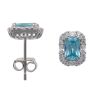 Silver Blue Gemstone and Cubic Zirconia Cluster Stud Earrings By Icesia