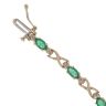 9ct Yellow Gold 0.10ct Diamond and Emerald Bracelet 6.5"