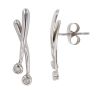 9ct White Gold 0.05ct Diamond Two Stone Crossover Earrings