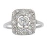 Platinum Diamond Deco Cushion Shape Ring