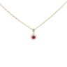 14ct Yellow Gold Cubic Zirconia And Red Stone Cluster Pendant And 18" Chain