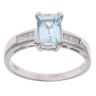 9ct White Gold 0.12ct Princess Cut Diamond and Aquamarine Ring
