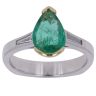 Platinum 0.25ct Tapered Baguette Cut Diamond and Emerald Ring