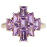 9ct Yellow Gold Amethyst Cluster Ring