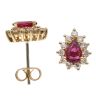18ct Yellow Gold 0.33ct Brilliant Cut Diamond and Ruby Cluster Earrings