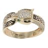 14ct Yellow Gold Cubic Zirconia Greek Key Panther Ring