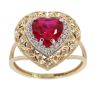 14ct Yellow Gold Cubic Zirconia And Red Stone Set Heart Ring