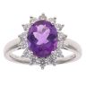18ct White Gold 0.64ct Brilliant Cut Diamond and Amethyst Cluster Ring
