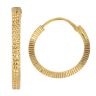 22ct Yellow Gold Diamond Cut Hoop Earrings