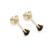 9ct Yellow Gold Black Cubic Zirconia Stud Earrings 3mm