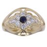 14ct Yellow Gold Cubic Zirconia and Sapphire Cluster Ring