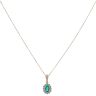 9ct Yellow Gold 0.10ct Diamond and Created Emerald Cluster Pendant and Chain 18"