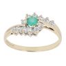 9ct Yellow Gold Cubic Zirconia and Emerald Crossover Ring