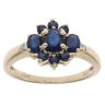 9ct Yellow Gold 0.01ct Diamond and Sapphire Cluster Ring