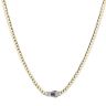 14ct Yellow Gold Monaco Curb Classic Cubic Zirconia Pave Lock Chain 16"