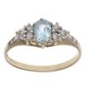 9ct Yellow Gold Cubic Zirconia and Aquamarine Solitaire Ring