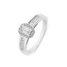 9ct White Gold 0.85ct Emerald Cut Lab Grown Diamond Halo And Baguette Ring