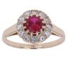 9ct Yellow Gold Ruby and Cubic Zirconia Cluster Ring