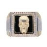 14ct Yellow And White Gold Cubic Zirconia Skull Signet Ring