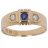 18ct Yellow Gold 0.10ct Diamond and Sapphire Three Stone Ring
