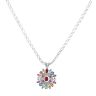 9ct White Gold Multi Gemstone Cluster Pendant and Chain 20"