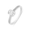9ct White Gold 1.00ct Oval Cut Diamond Solitaire Ring with Channel Set Shoulders Lab Grown