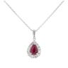 9ct White Gold 0.36cts Diamond And Ruby Pear Cut Pendant And 18" Chain