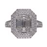 18ct White Gold Emerald Cut Diamond Cluster Ring