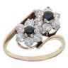 9ct Yellow Gold Sapphire and Cubic Zirconia Cluster Ring
