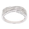 9ct White Gold 0.33ct Brilliant And Baguette Cut Diamond Crossover Ring