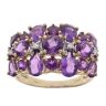 9ct Yellow Gold 0.04ct Diamond And Amethyst Cluster Ring