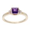 9ct Yellow Gold Created Amethyst And Diamond Ring